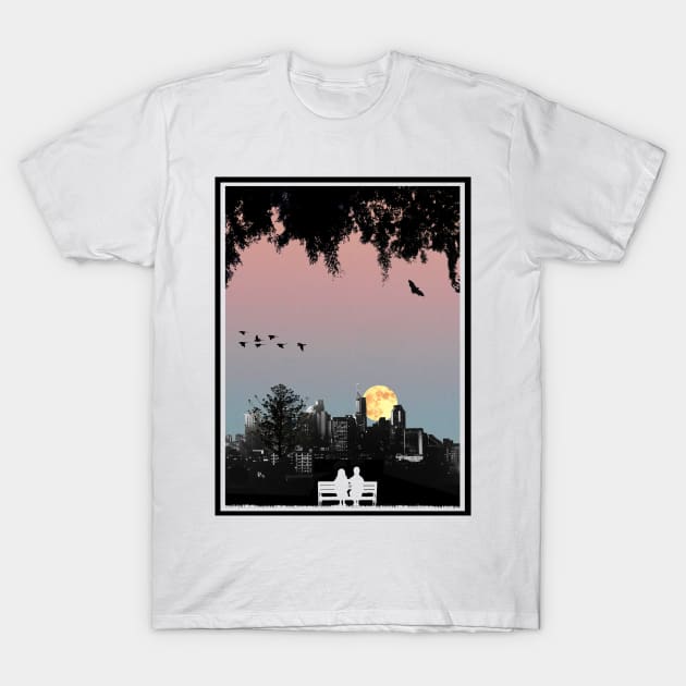 Dornoch Terrace Moonrise T-Shirt by wanungara